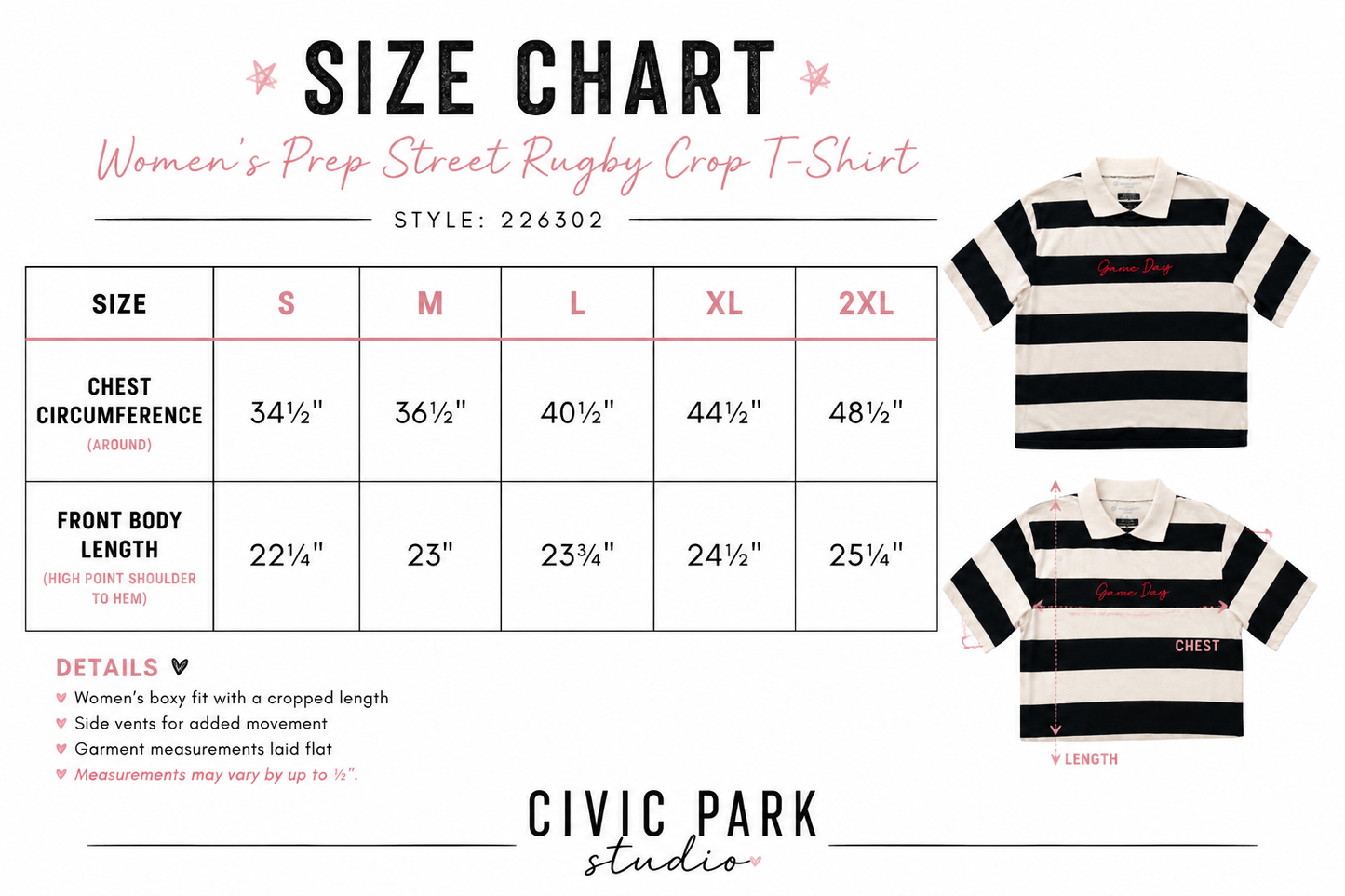 GAME DAY EMBROIDERED RUGBY CROP SHIRT
