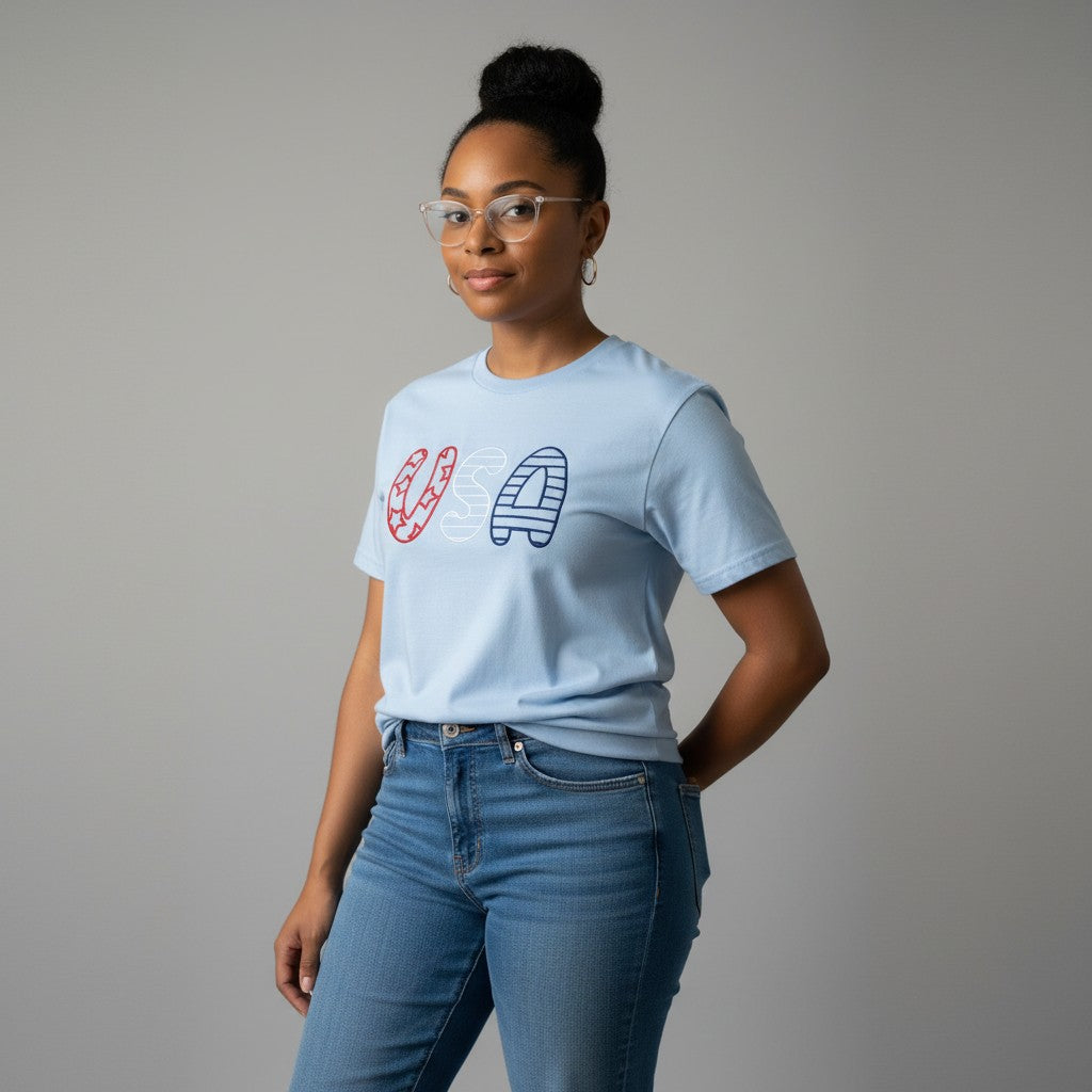 EMBROIDERED USA BOXY TEE