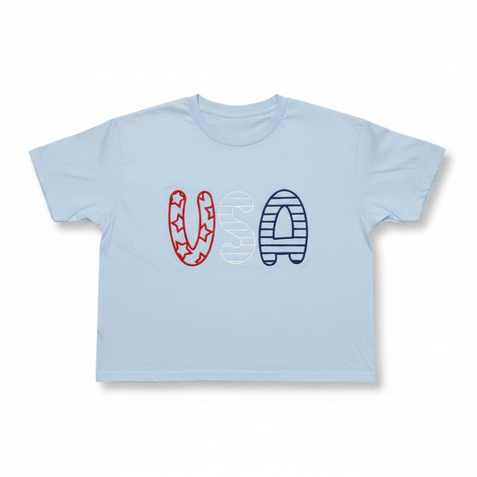 EMBROIDERED USA BOXY TEE