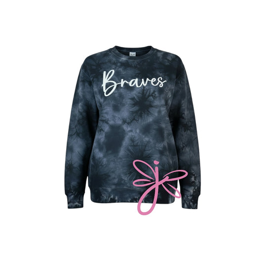 BRAVES BLACK TIE DYE CREWNECK