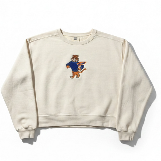 VINTAGE TIGER EMBROIDERED MID LENGTH CREWNECK SWEATSHIRT