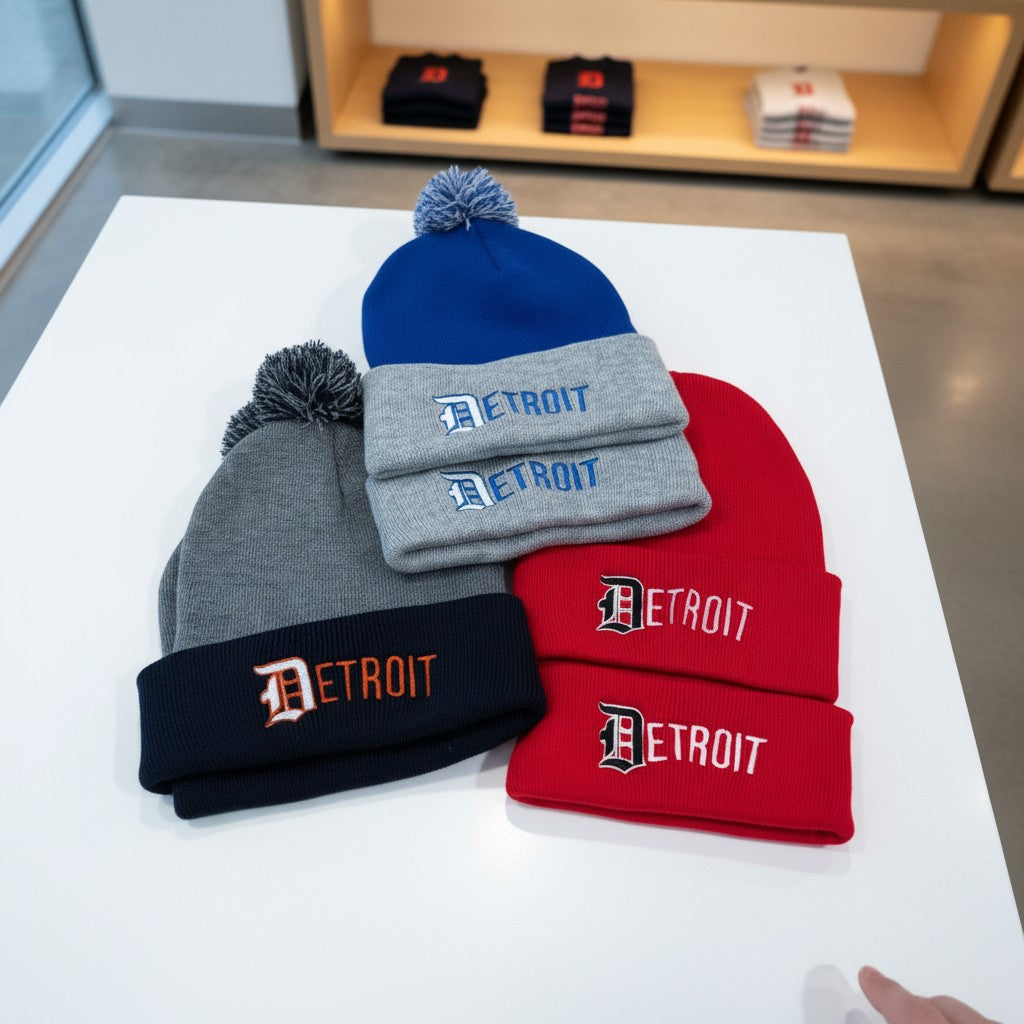 DETROIT EMBROIDERED BEANIES
