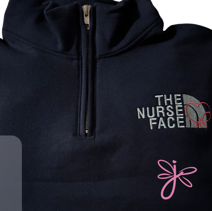 THE NURSEFACE 1/4 ZIP EMBROIDERED