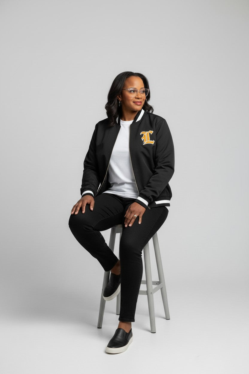 CUSTOM OLD ENGLISH "L" EMBROIDERED BOMBER JACKET